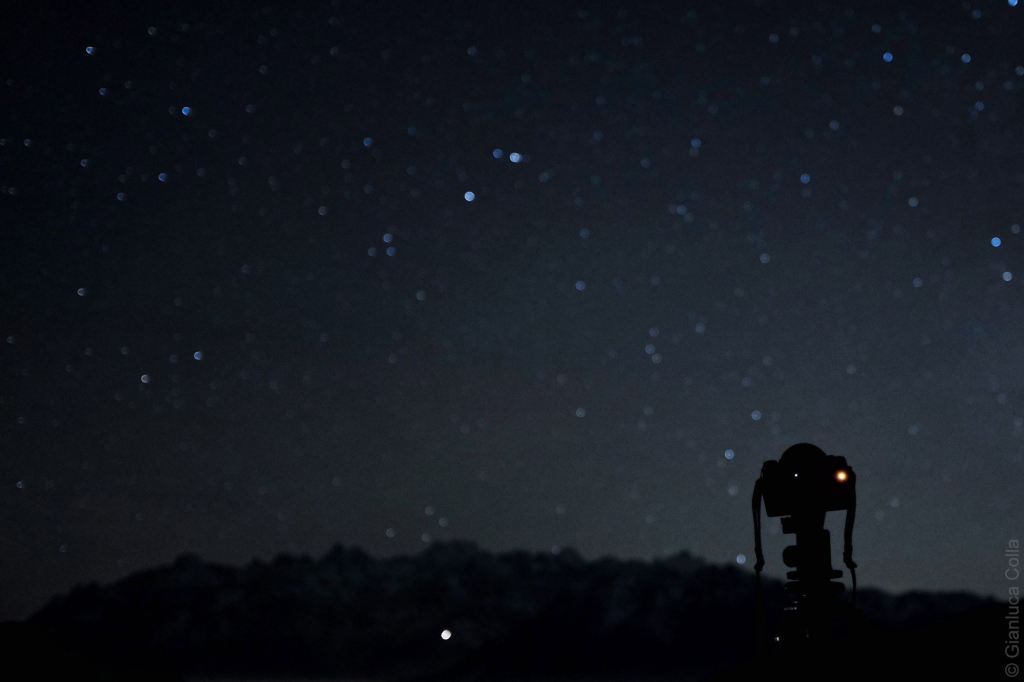 A starry sky in the mountains of Switzerland.