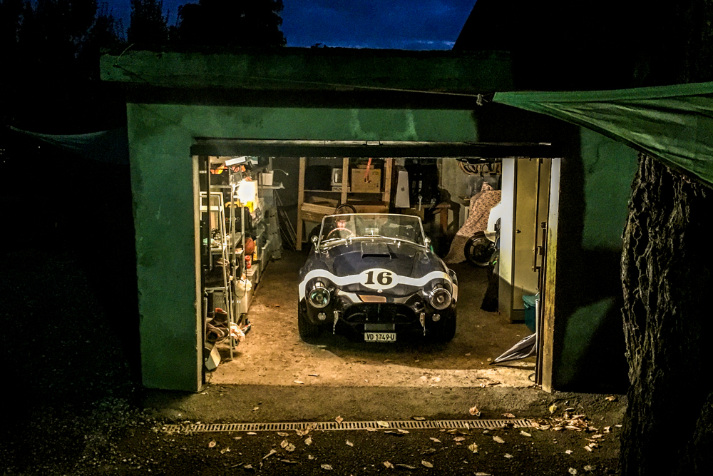 Sportcar parked in a garage