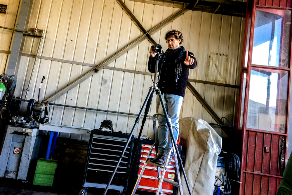 Gianluca Colla on a latter taking picture (and being bossy !)